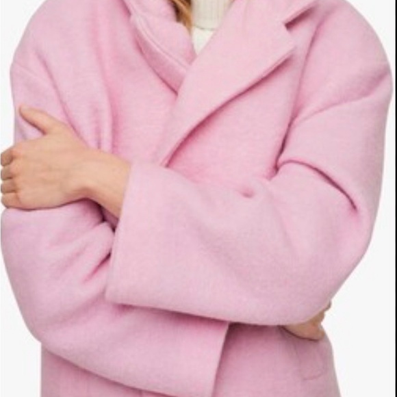 MNG Mango Wool Blend Pink Coat Longline Oversized - Picture 2 of 4